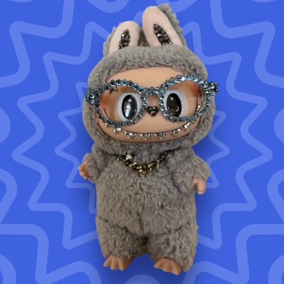 Bedazzled Rhinestone Embellished Glasses for your Labubu - Blue - Picture 2 of 5